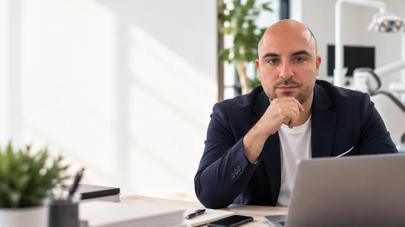 José del Nogal, consultor SEO para clínicas dentales, trabajando en su escritorio